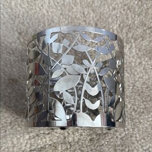 Silver Leaf Cutout Candle Holder